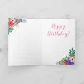 Blume & Streifen Rosa 40 Fröhlicher Geburtstag Karte (Innenseite)