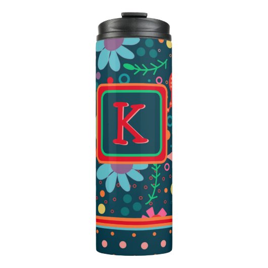 Blume Stripe farbenfrohe Lehrer erste Custom Thermosbecher (Vorderseite)