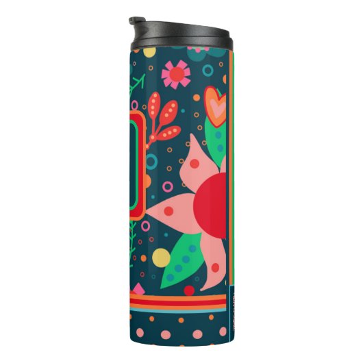 Blume Stripe farbenfrohe Lehrer erste Custom Thermosbecher (Nach rechts gedreht)