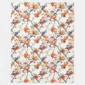 Blume stürzen mit farbenfrohen Vögeln im Flug Fleecedecke (Vorderseite)