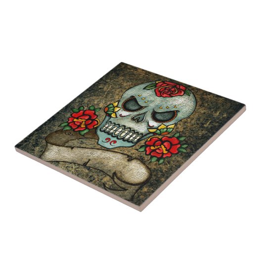 Blume Sugar Skull Fliese (Seite)