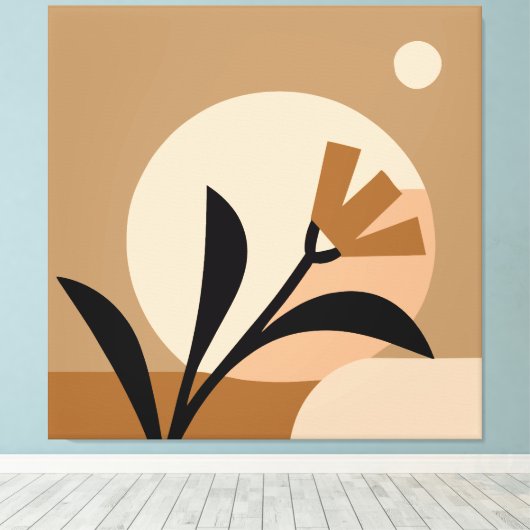 Blume Sun Boho Leinwanddruck (Insitu (Holzboden))
