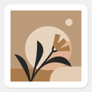 Blume Sun Boho Quadratischer Aufkleber