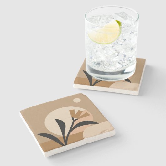 Blume Sun Boho Steinuntersetzer (Seitenansicht)