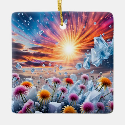 Blume Sunset Keramikornament (Vorderseite)