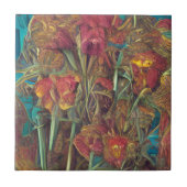 Blume surreal pink grüne digitale Kunst Fliese (Vorderseite)