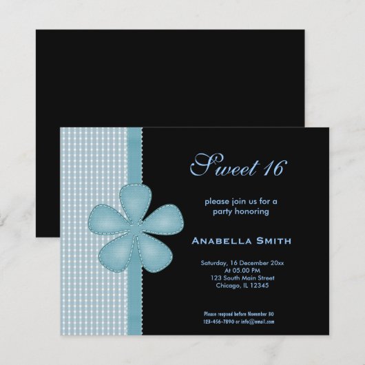 Blume Süß 16 Einladung (Vorne/Hinten)