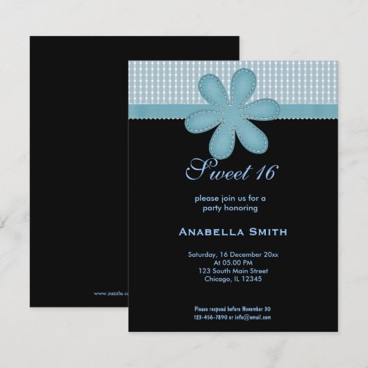 Blume Süß 16 Einladung (Vorne/Hinten)