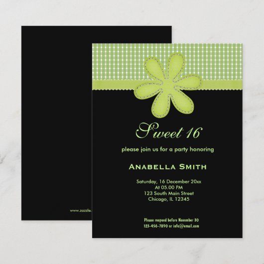 Blume Süß 16 Einladung (Vorne/Hinten)