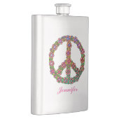 Blume - Symbol für Frieden Personalisiert Flachmann (Rechts)