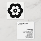 Blume-Symbol - Schwarz auf Weiß Quadratische Visitenkarte (Vorne/Hinten)