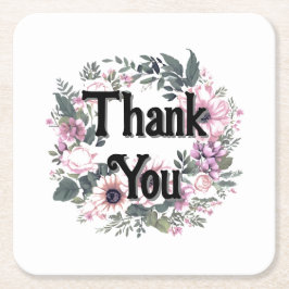 Blume Tag Thankyou Wreath Classy Coquette Rechteckiger Pappuntersetzer