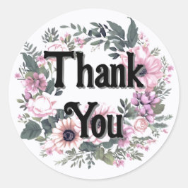 Blume Tag Thankyou Wreath Classy Coquette Runder Aufkleber