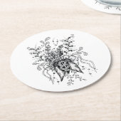 Blume Tangle Art, gezeichnet -  Runder Pappuntersetzer (Angewinkelt)