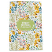 Blume-Tasche mit benutzerdefiniertem Text Mittlere Geschenktüte (Vorderseite)