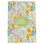 Blume-Tasche mit benutzerdefiniertem Text Mittlere Geschenktüte (Rückseite)