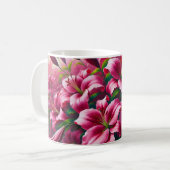 Blume Tasse mit leuchtend rosa Lilien (Vorderseite Links)