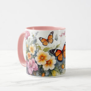 Blume-Tasse "Watercolor Pink Series Butterfly" Tasse