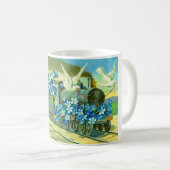 Blume, Tauben und Zug Kaffeetasse (VorderseiteRechts)