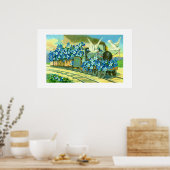 Blume, Tauben und Zug Poster (Küche)