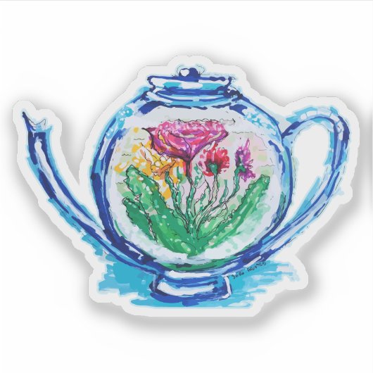 Blume Teapot Aufkleber (Vorderseite)