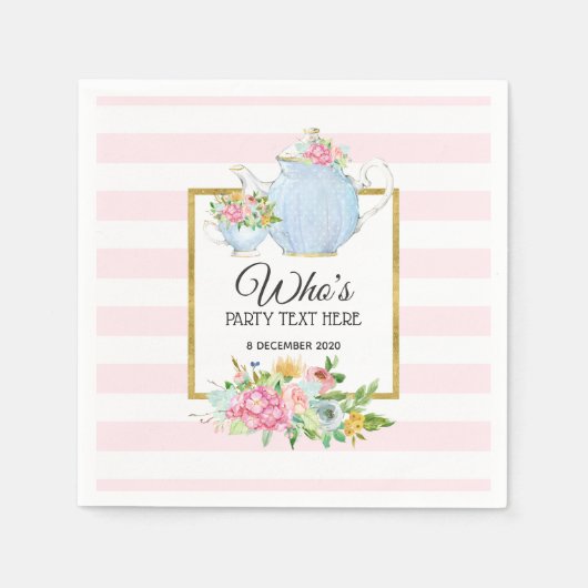 Blume, Tee-Party, Cocktail Paper Napkins Serviette (Vorderseite)