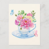 Blume Teetasse Postkarte (Vorderseite)