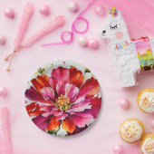 Blume-Teller mit leuchtendem Bruch-Magenta Pappteller (Party)