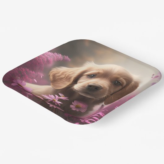 Blume-Teller Pappteller (Gewinkelt)