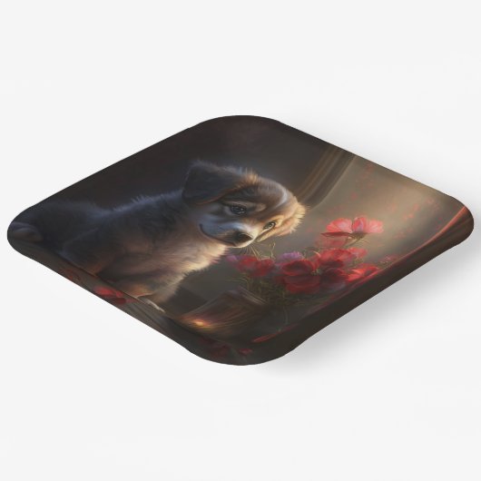 Blume-Teller Pappteller (Gewinkelt)