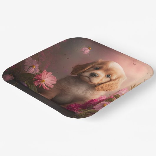 Blume-Teller Pappteller (Gewinkelt)