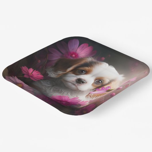 Blume-Teller Pappteller (Gewinkelt)