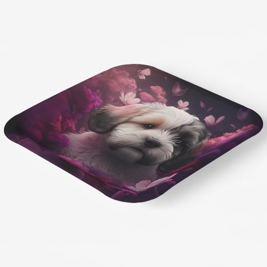 Blume-Teller Pappteller (Gewinkelt)