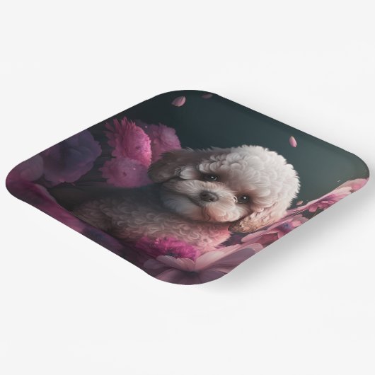 Blume-Teller Pappteller (Gewinkelt)