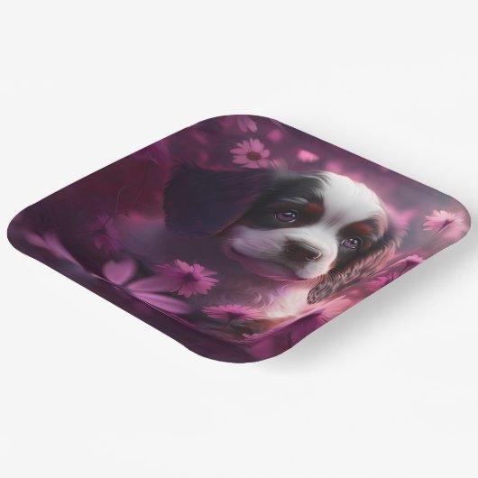 Blume-Teller Pappteller (Gewinkelt)