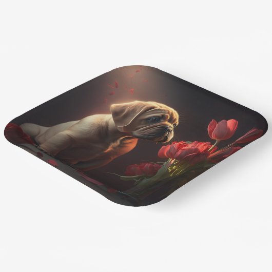 Blume-Teller Pappteller (Gewinkelt)