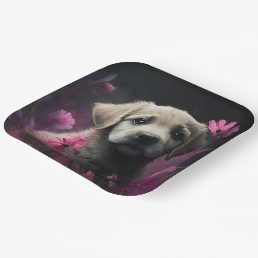 Blume-Teller Pappteller (Gewinkelt)