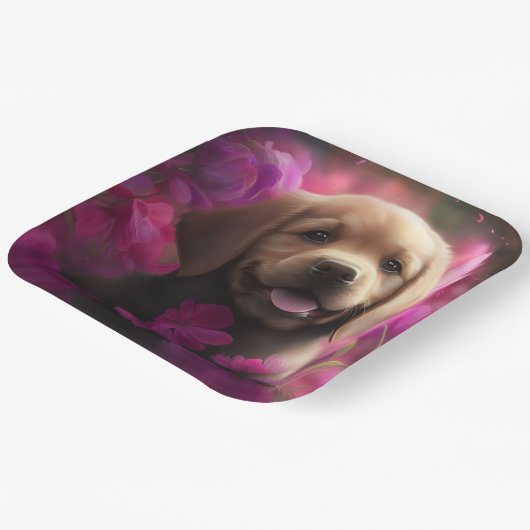 Blume-Teller Pappteller (Gewinkelt)