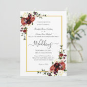 Blume Terracotta Cream Burgund Hochzeit Ankündigung (Stehend Vorderseite)