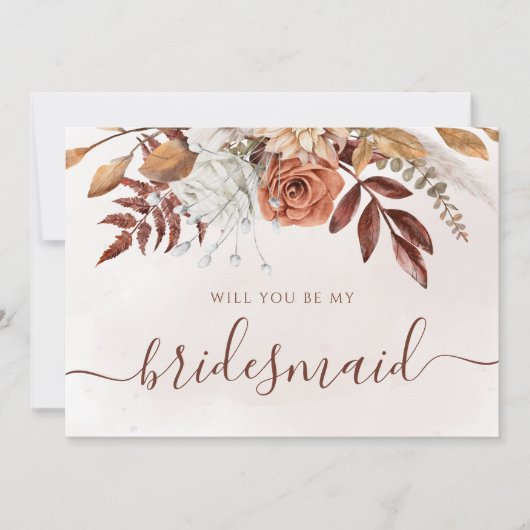 Blume Terracotta Fall Foliage Einladung (Vorderseite)