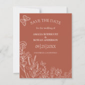 Blume Terracotta Haushalt Save the Date (Vorderseite)