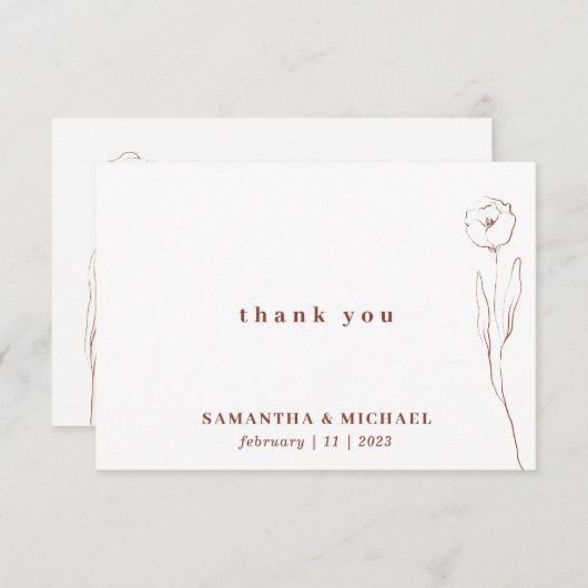 Blume Terracotta Indie botanische danke Einladung (Vorne/Hinten)