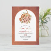Blume Terracotta und Kürbisse Hochzeit im Herbst Einladung (Stehend Vorderseite)