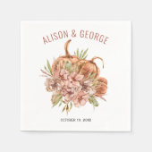 Blume Terracotta und Kürbisse Hochzeit im Herbst Serviette (Vorderseite)