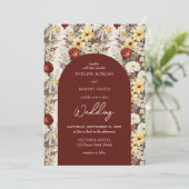 Blume Terrakotta, Gelb, Gelb Einladung (Stehend Vorderseite)