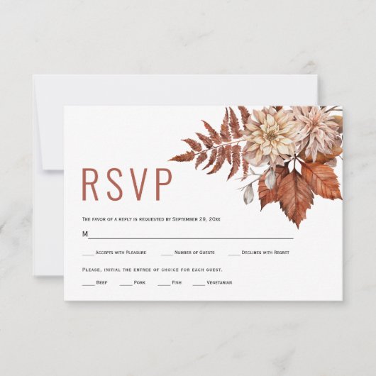Blume Terrakotta Hochzeit im Herbst Herbst RSVP Karte (Vorderseite)