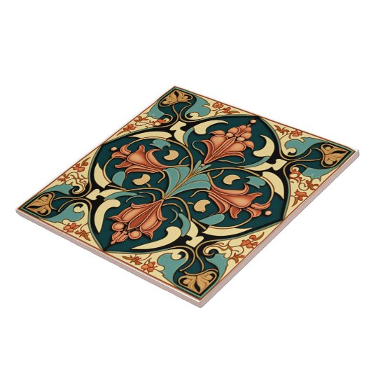 Blume Tile - Jugendstil-Keramik Tile Fliese (Seite)