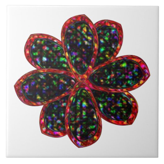 Blume Tile mit schwarzem Glitzer Fliese (Vorderseite)
