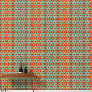 Blume Tile Motif der 1970er Jahre: Emaille sieht f Tapete
