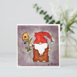 Blume Tomte Aquarell Grußkarte Karte